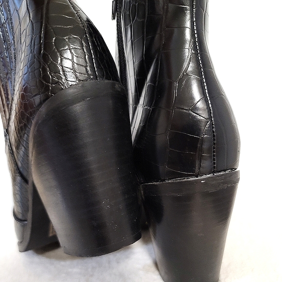 Asos Ankle Heeled Boots Black Croc In Size 9 - Picture 6 of 9